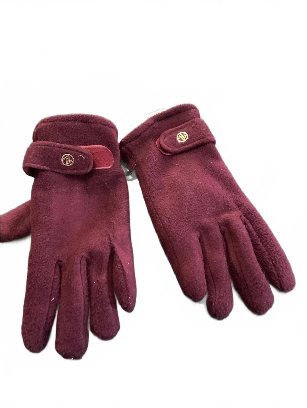 Cozy Burgundy Fleece Gloves with Adjustable Strap